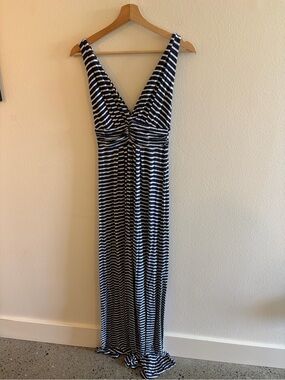 Tart Navy and White Striped Maxi Dress